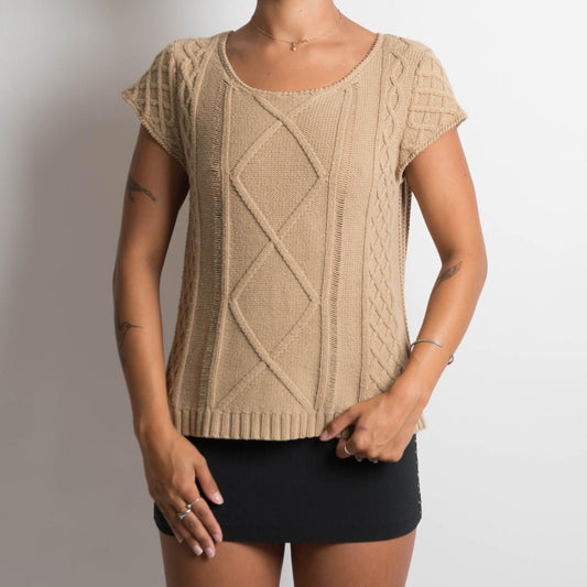 TAN TEXTURED KNIT TOP