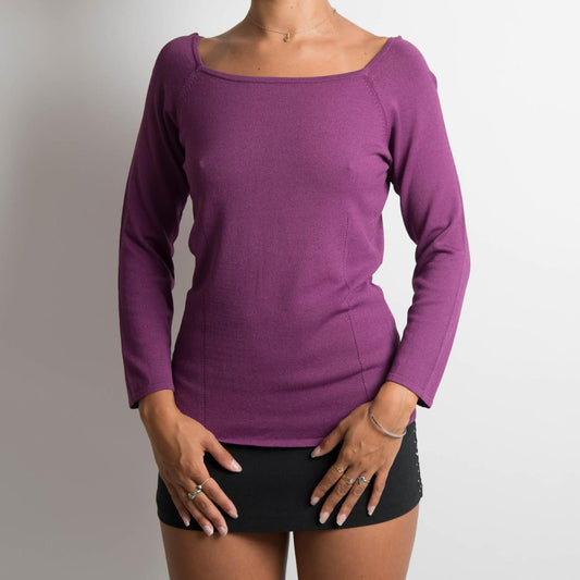 PURPLE SQUARE NECK LONG SLEEVE