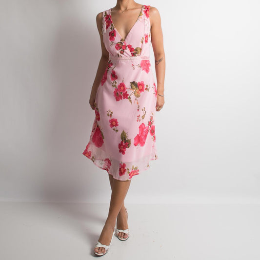 PINK FLORAL MIDI DRESS