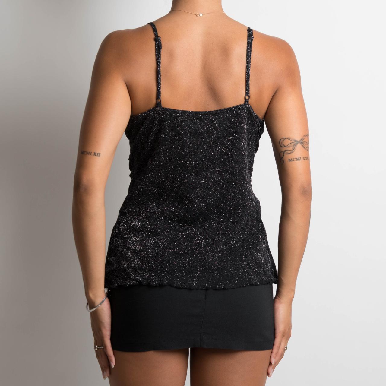 BLACK METALLIC MESH CAMISOLE