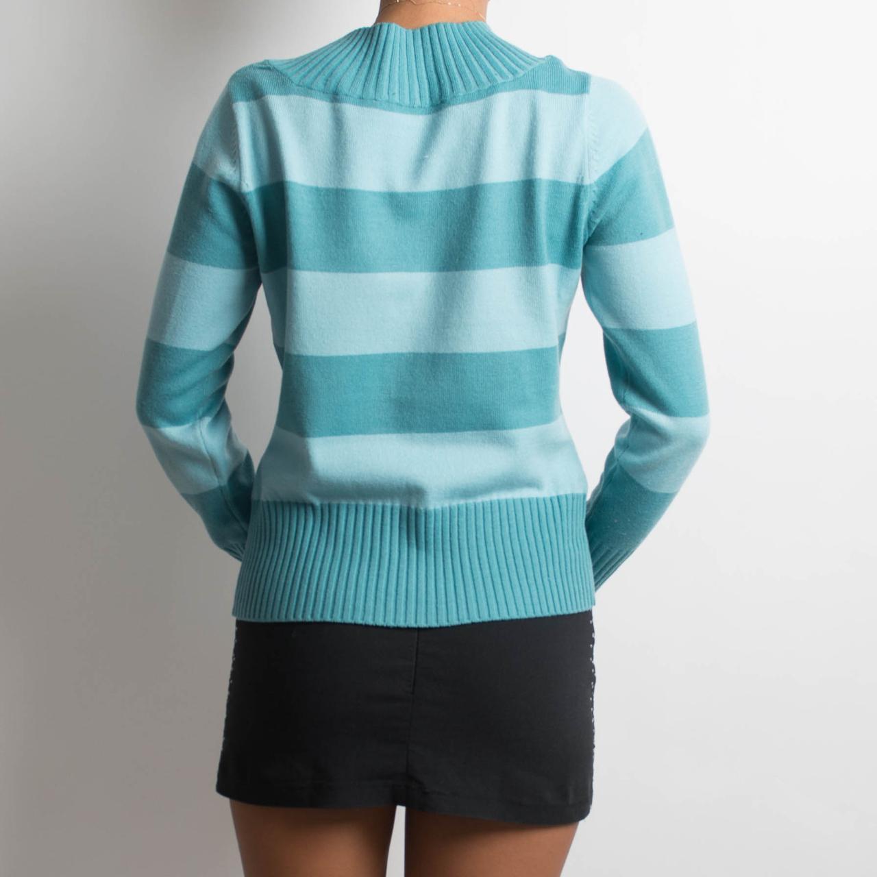 STRIPED TEAL KNIT LONG SLEEVE