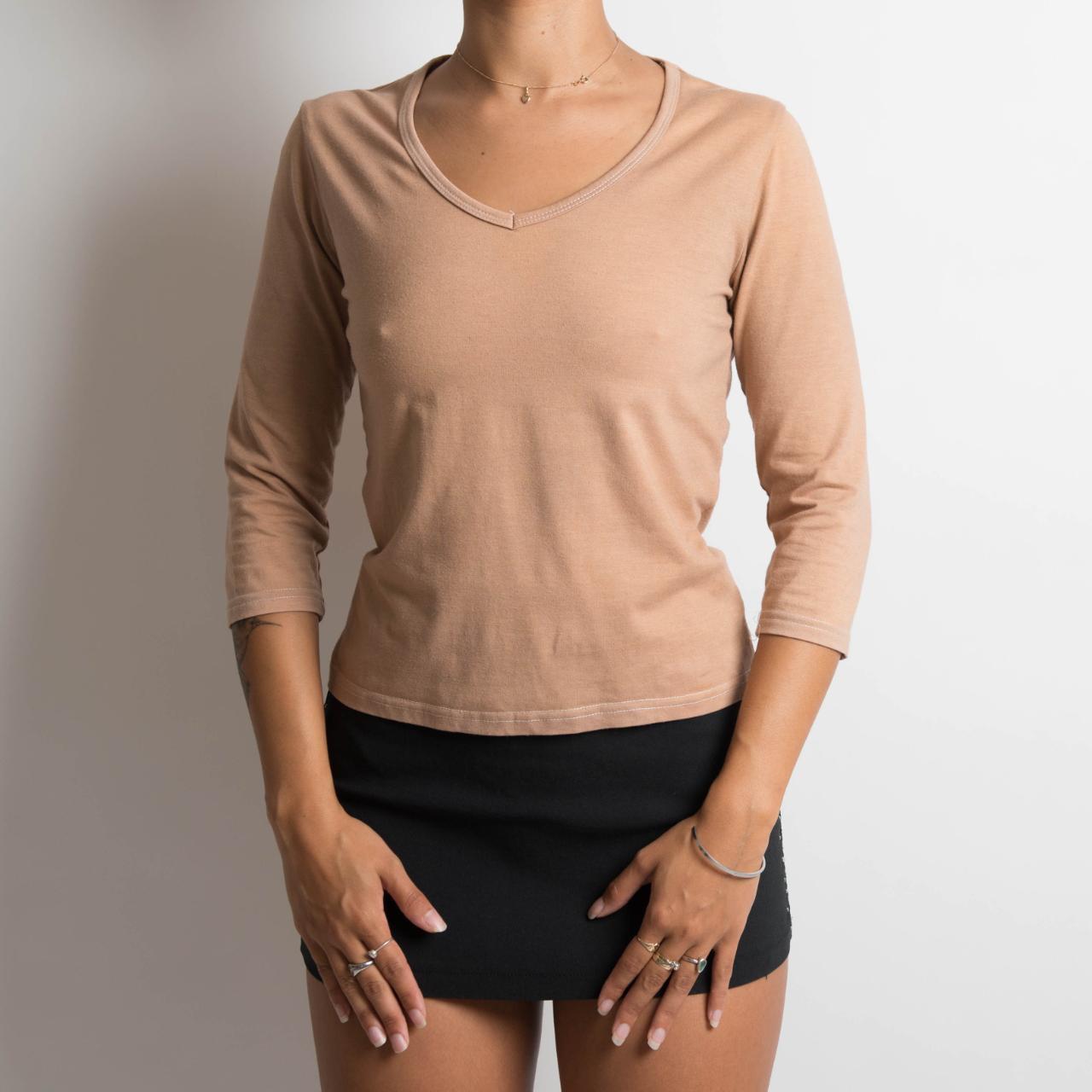 BEIGE 3/4 SLEEVE TOP