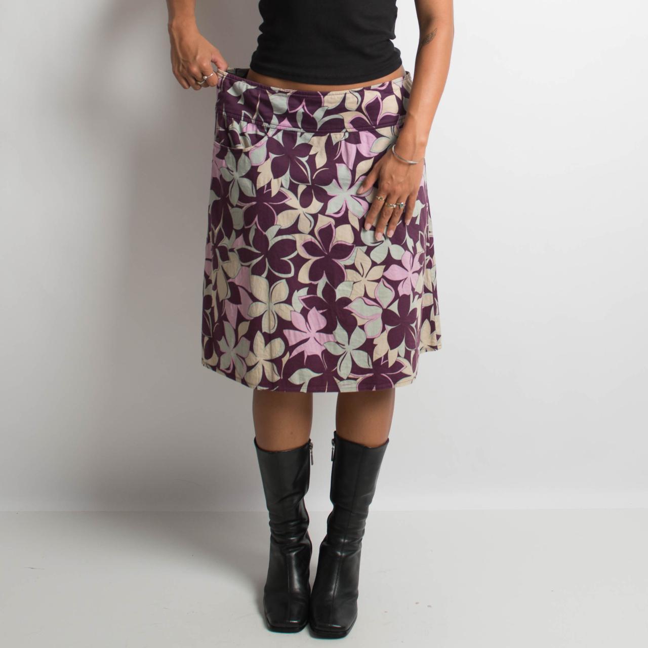 PURPLE FLORAL MIDI SKIRT