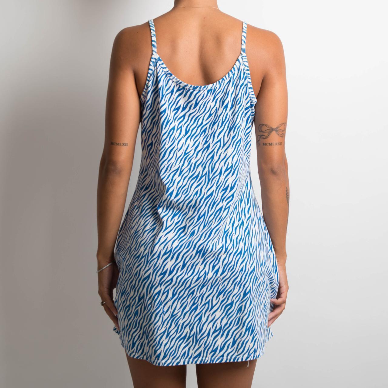 BLUE PATTERNED MINI DRESS