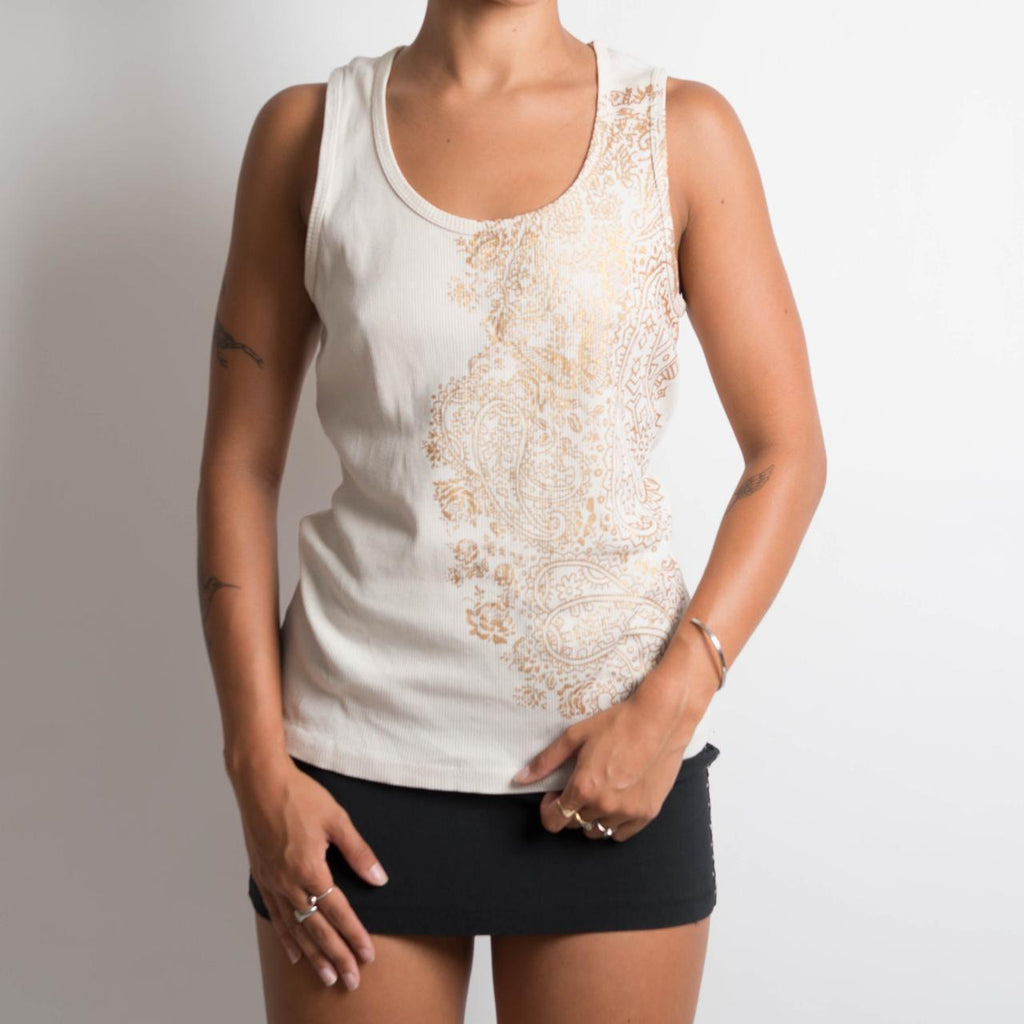 CREAM GRAPHIC TANK TOP