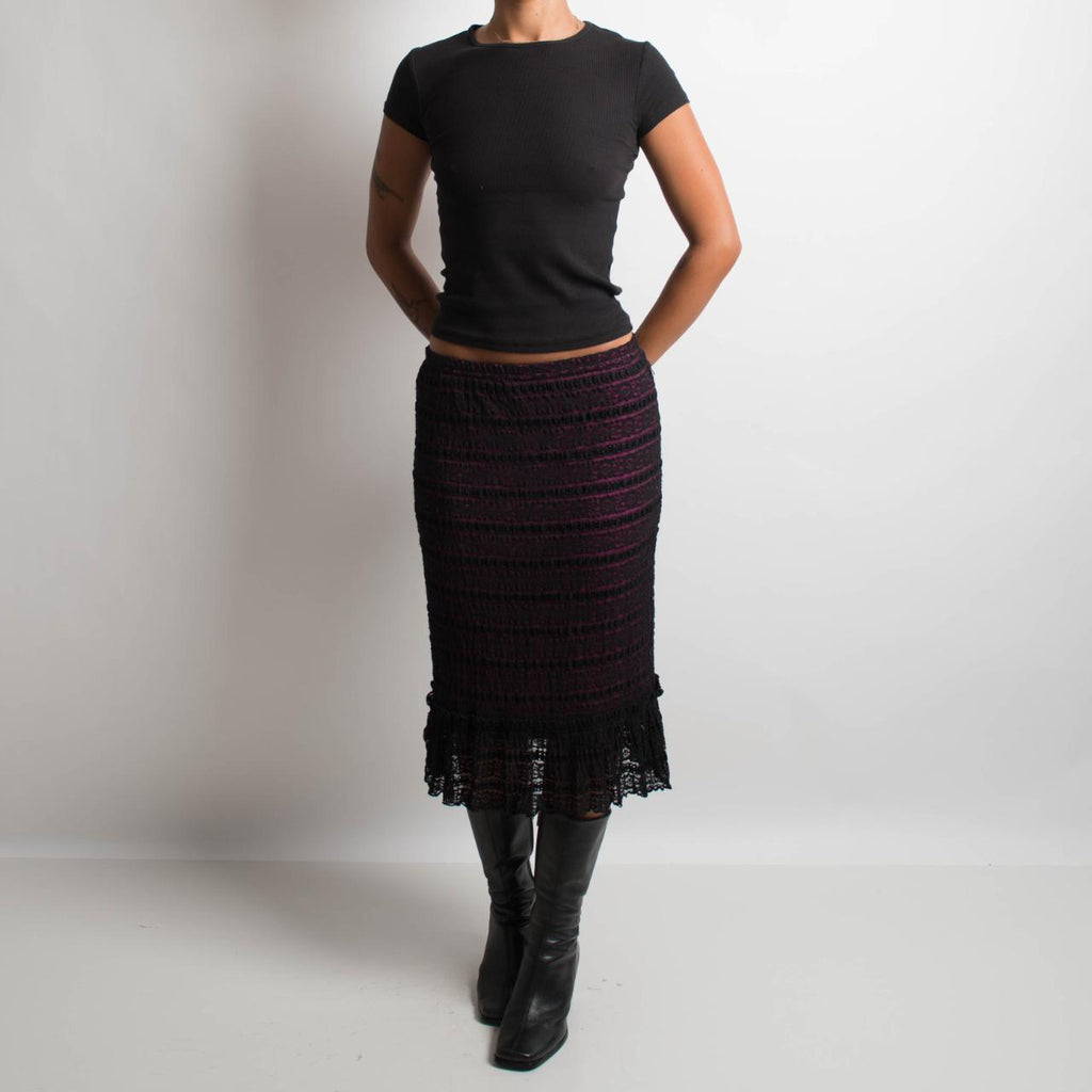 BLACK LACE MIDI SKIRT