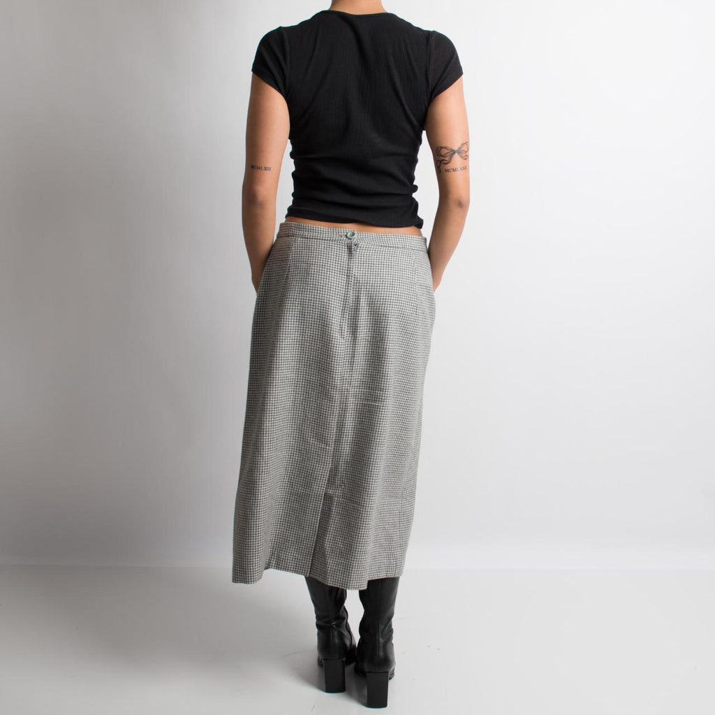 HOUNDSTOOTH WOOL MIDI SKIRT
