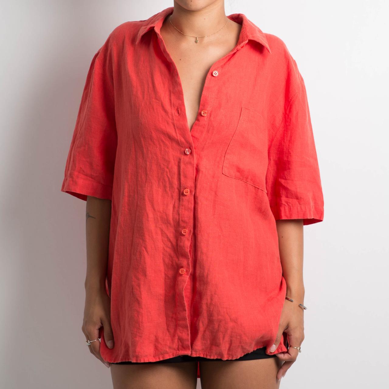 BRIGHT ORANGE LINEN SHIRT