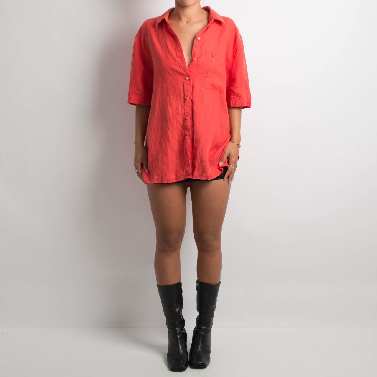 BRIGHT ORANGE LINEN SHIRT