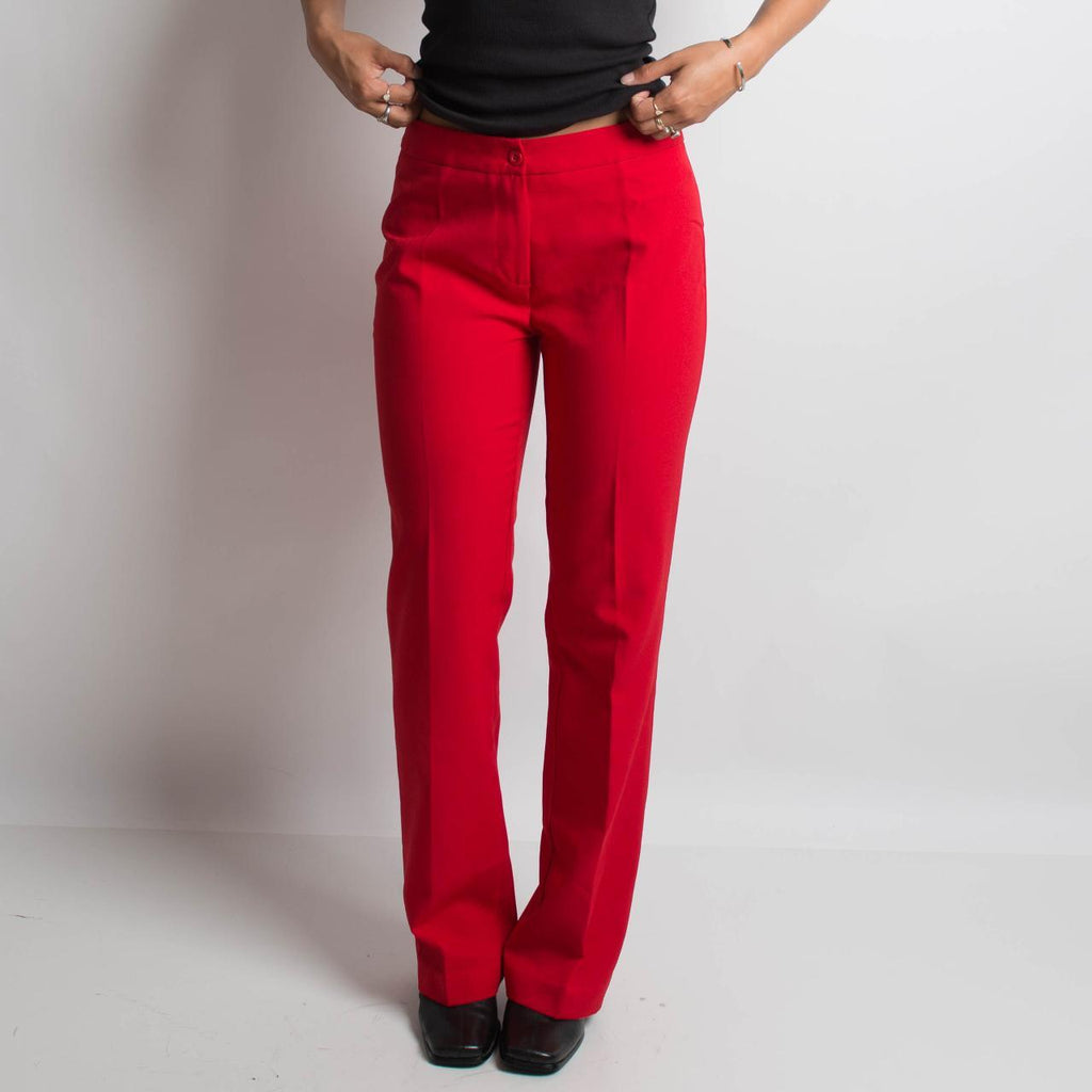 RED STRAIGHT LEG PANTS