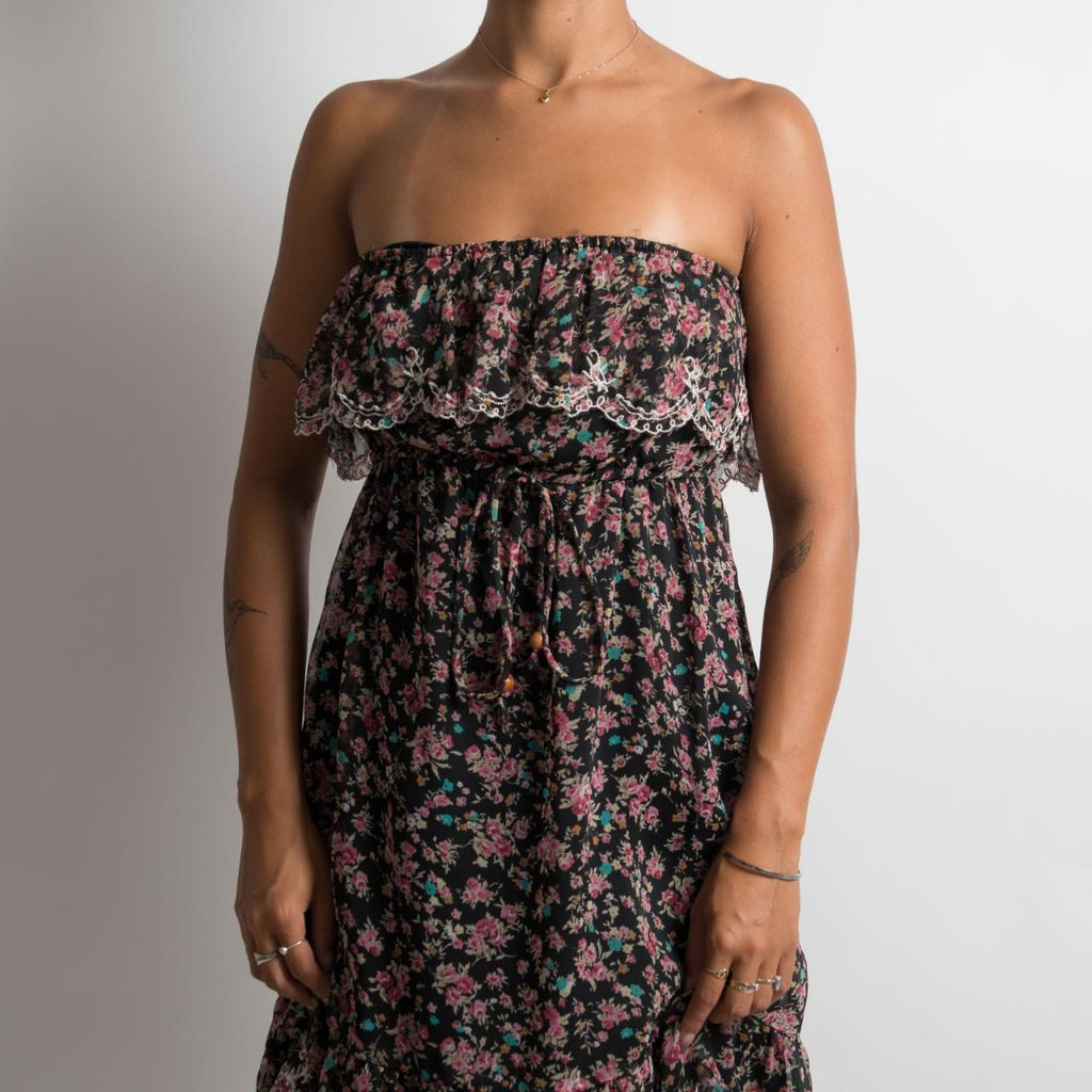 FLORAL STRAPLESS DRESS