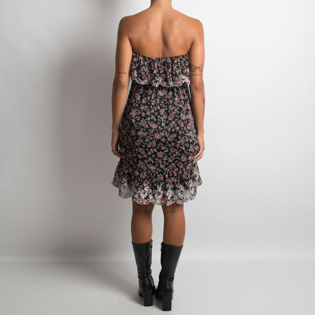 FLORAL STRAPLESS DRESS