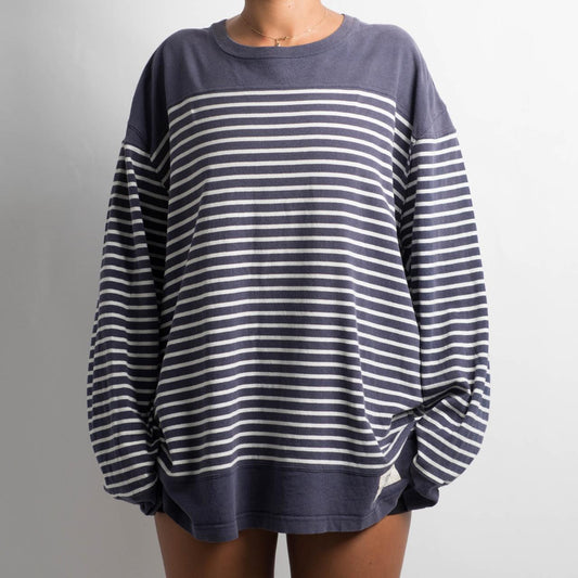 NAVY STRIPED LONG SLEEVE TOP