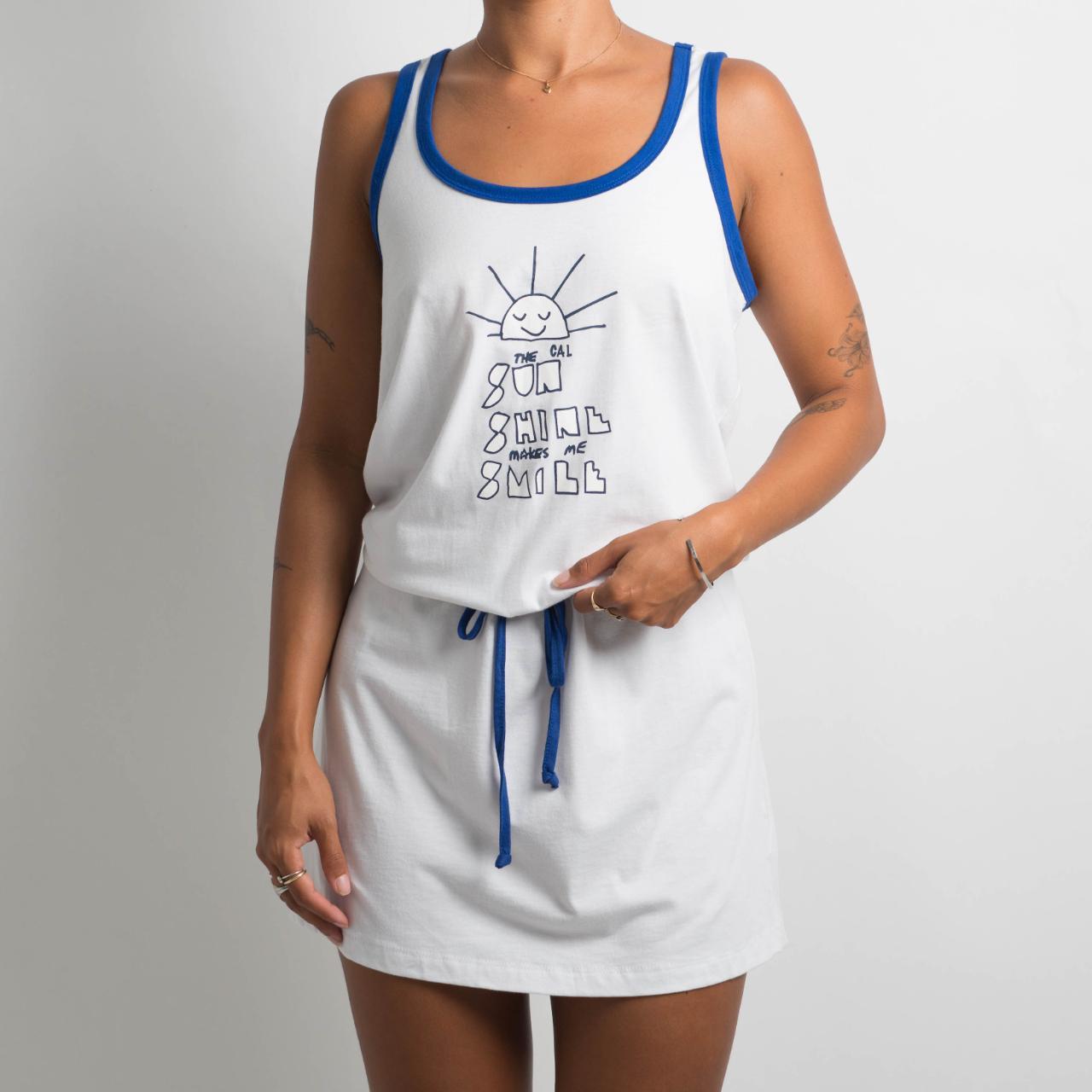 WHITE DRAWSTRING DRESS