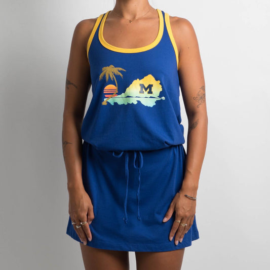 COBALT DRAWSTRING DRESS