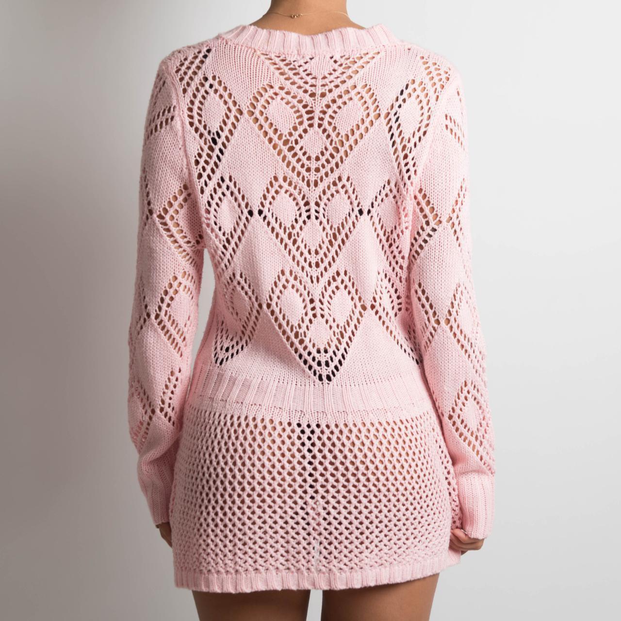 PINK CROCHET LONG SLEEVE TOP