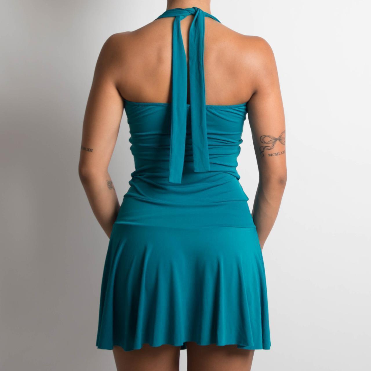 TEAL HALTERNECK MINI DRESS