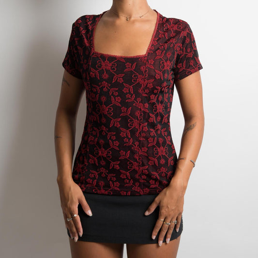 FLORAL SQUARE NECK TOP