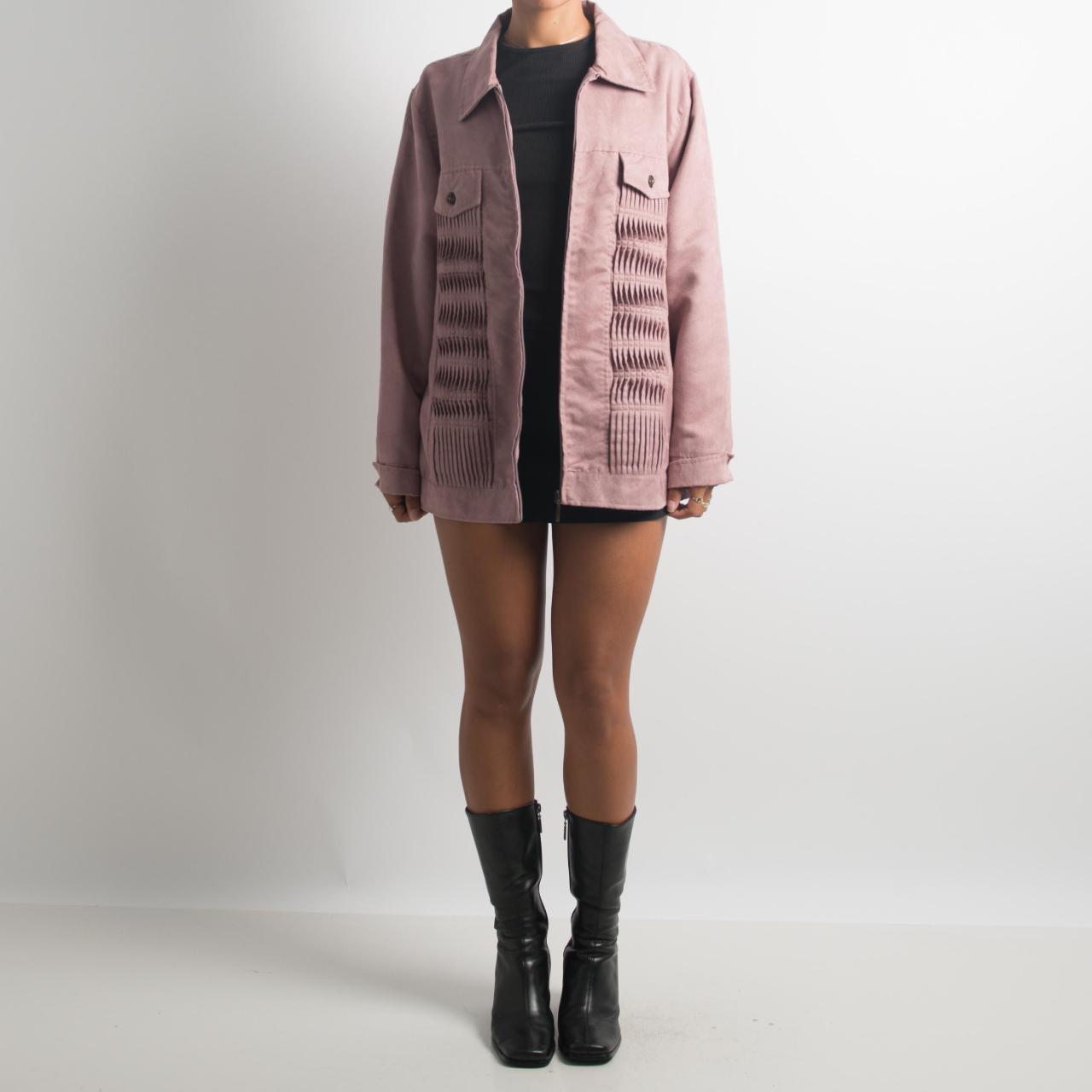 PINK TEXTURED SUEDETTE JACKET