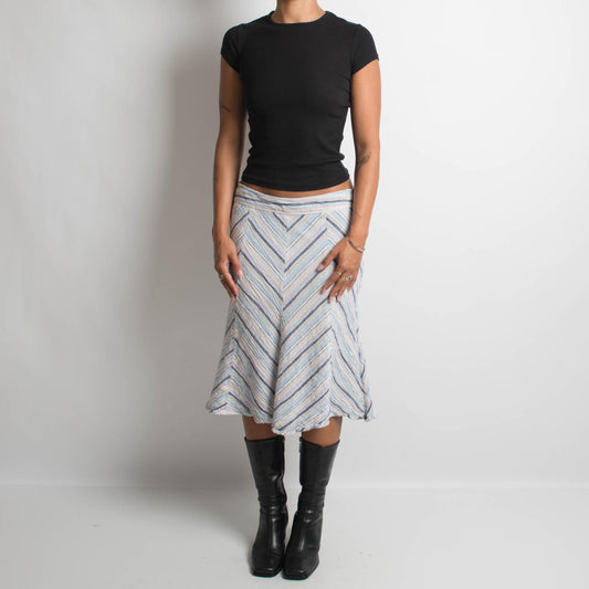 LINEN PATTERNED MIDI SKIRT