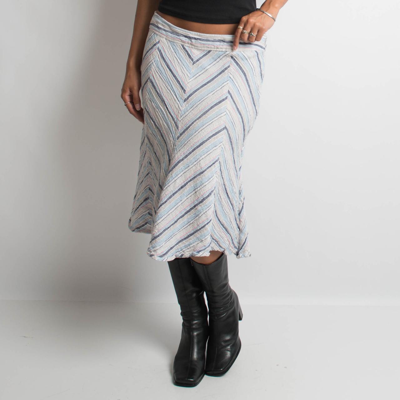 LINEN PATTERNED MIDI SKIRT