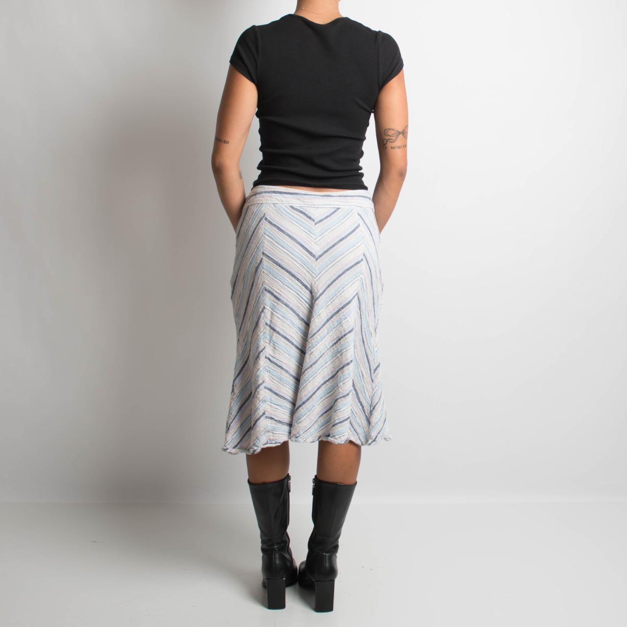 LINEN PATTERNED MIDI SKIRT