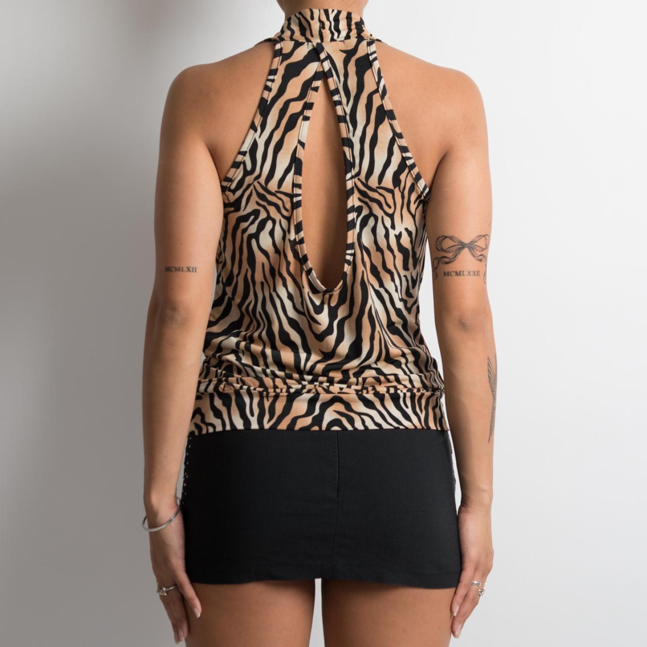 ANIMAL PRINT COWL NECK TOP