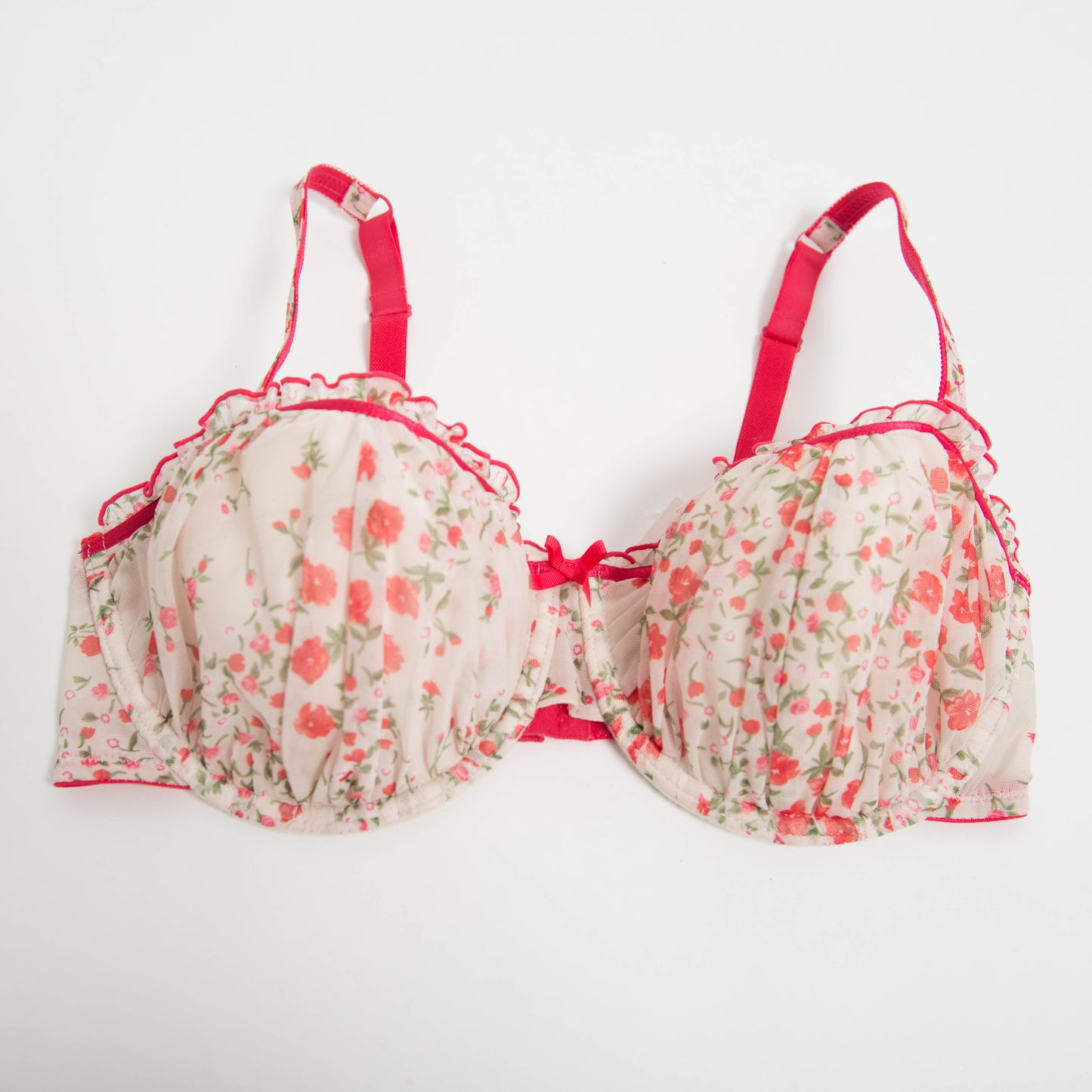 GATHERED FLORAL BRA - 14DD