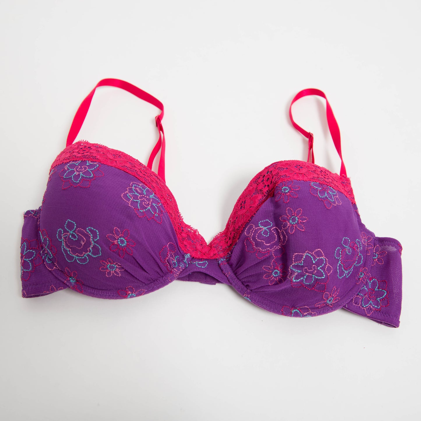 PURPLE FLORAL BRA -36C