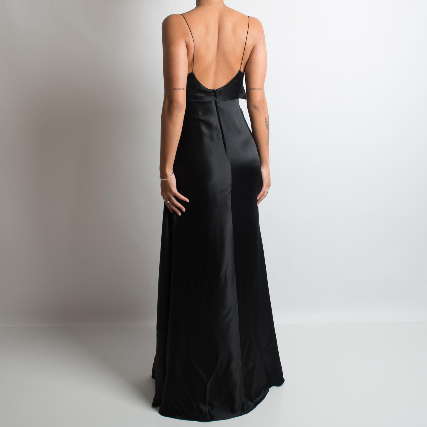 BLACK SILK BOW GOWN