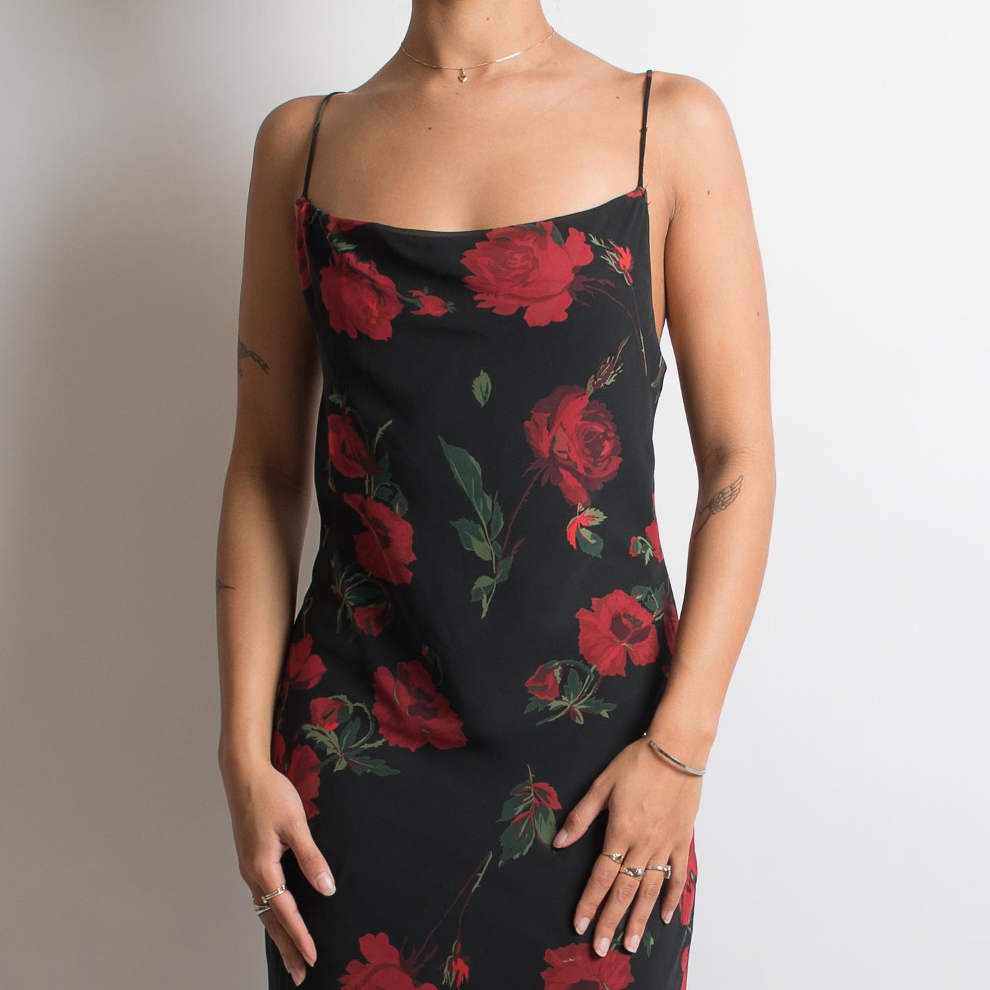 BLACK FLORAL GOWN