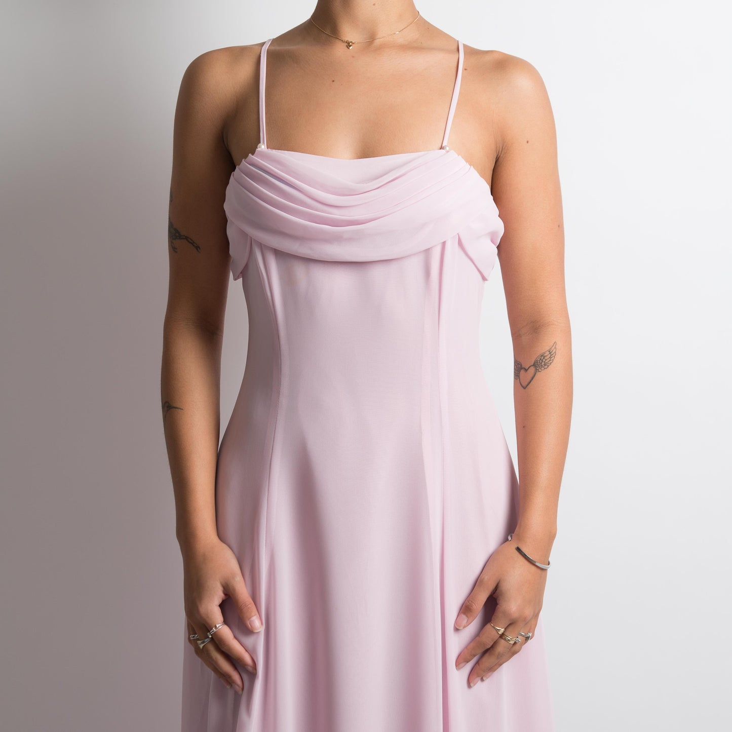 PALE PINK COWL NECK GOWN