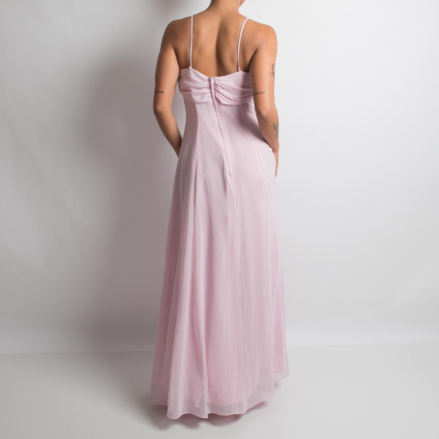 PALE PINK COWL NECK GOWN