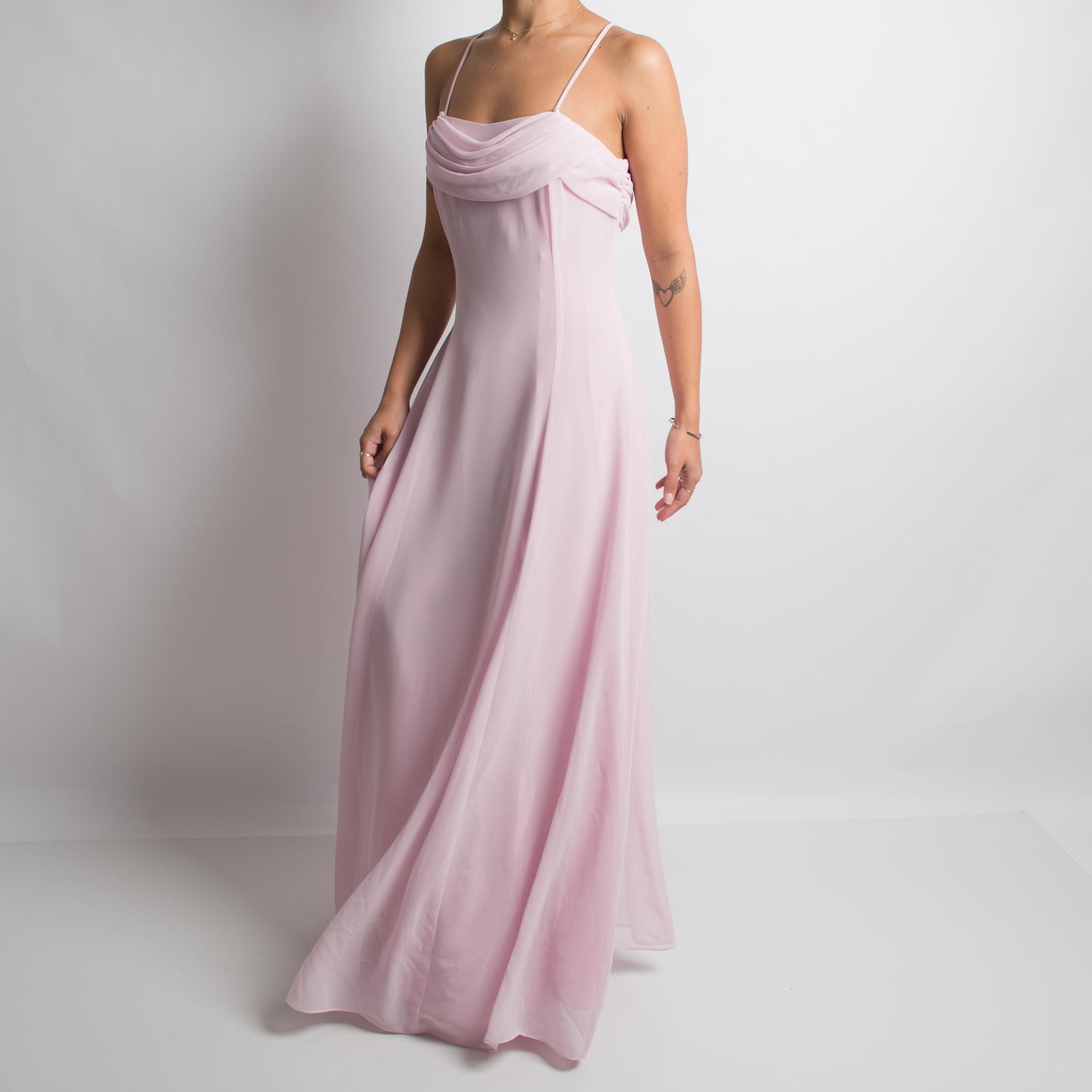 PALE PINK COWL NECK GOWN