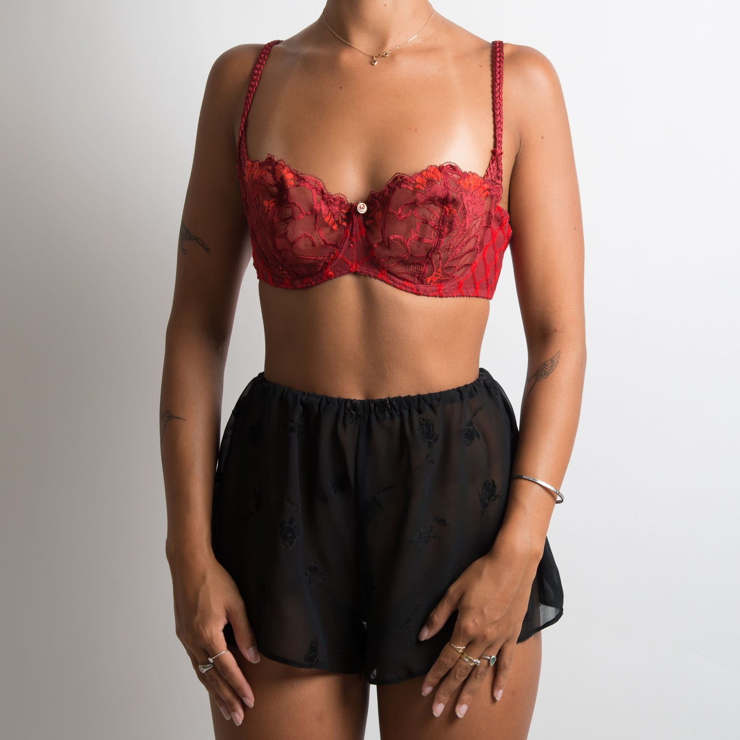 RED LACE BALCONETTE BRA