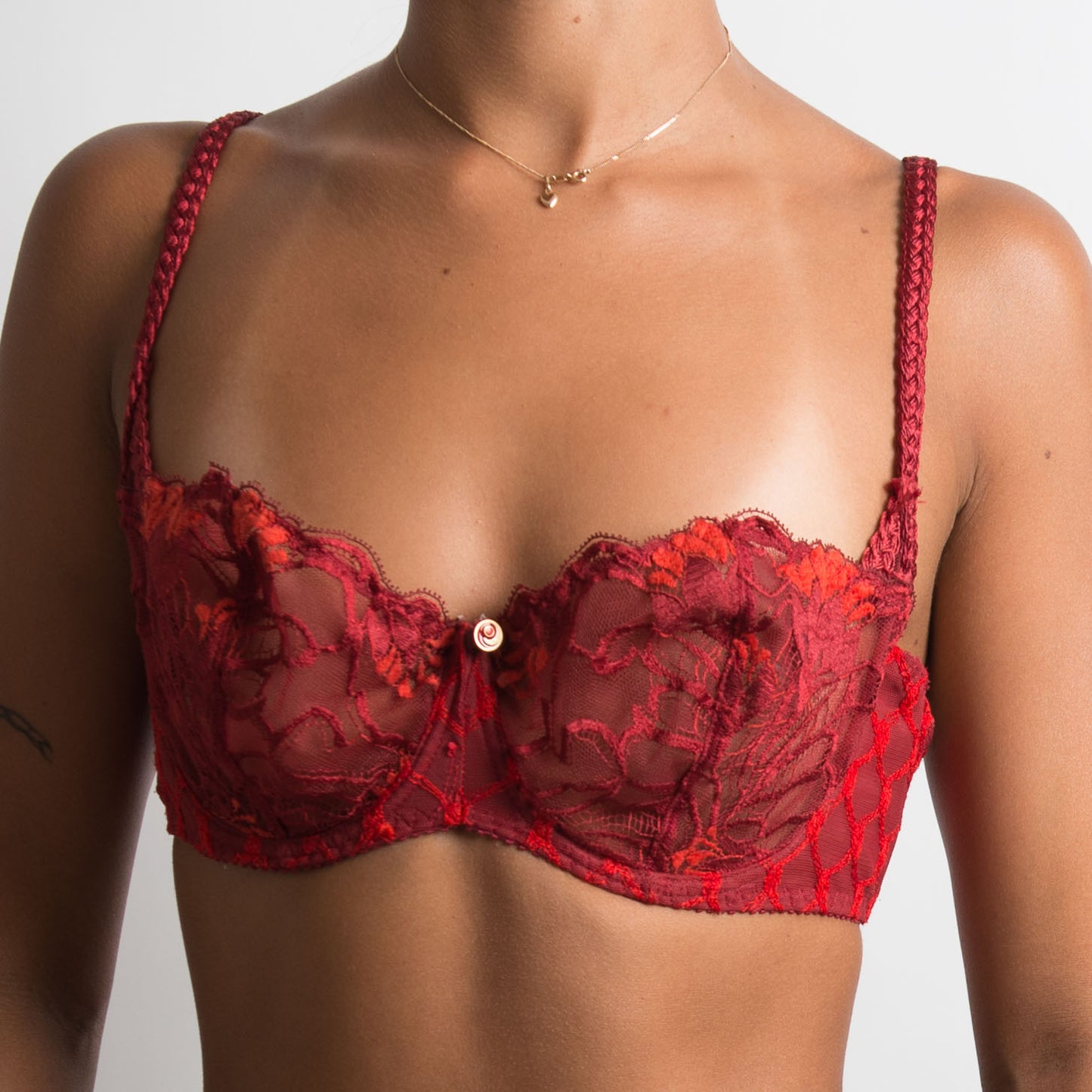 RED LACE BALCONETTE BRA