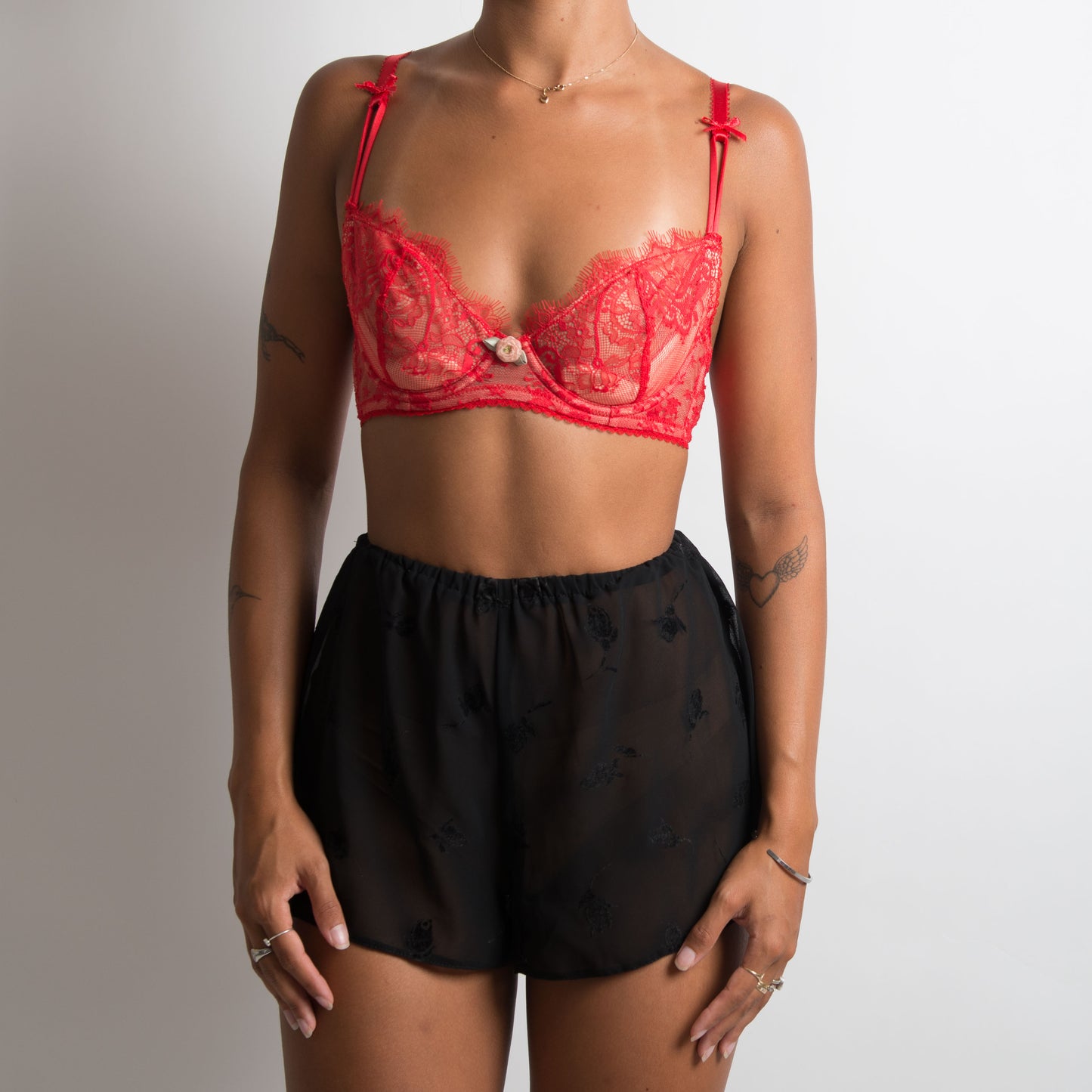 BRIGHT RED LACE BRA