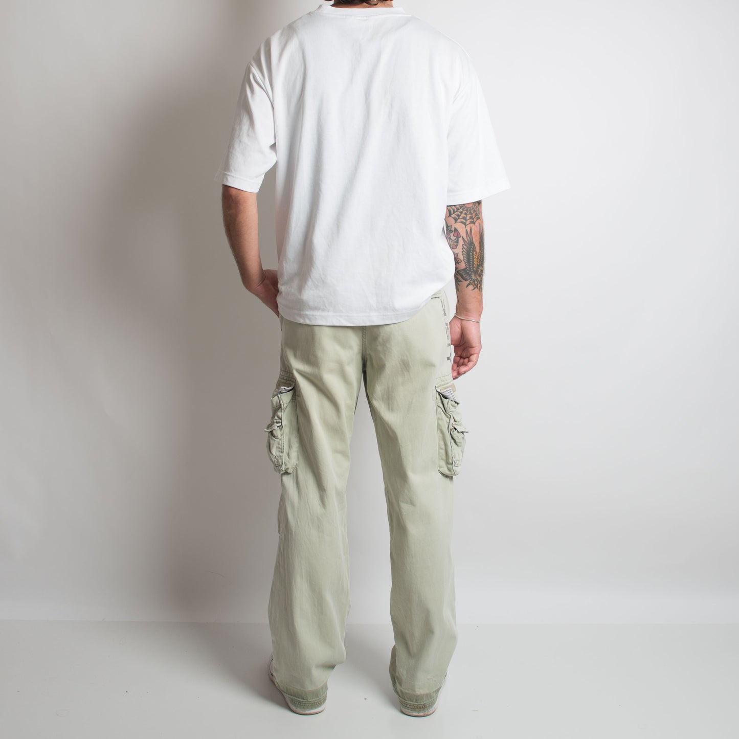 PALE GREEN CARGO TROUSERS